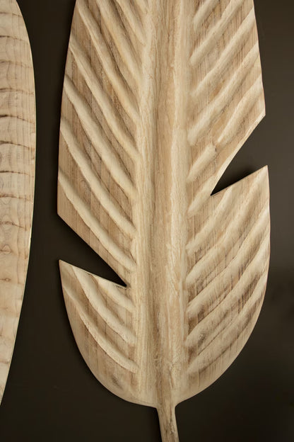 Giant Hand-Carved Paulownia Leaves, Set of 2