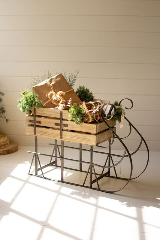 Wood and Metal Christmas Sled