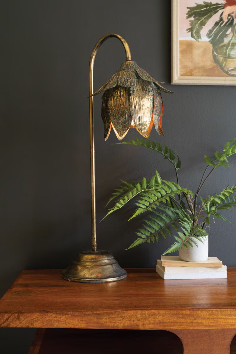 Antique Brass Tulip Light, 3 Options