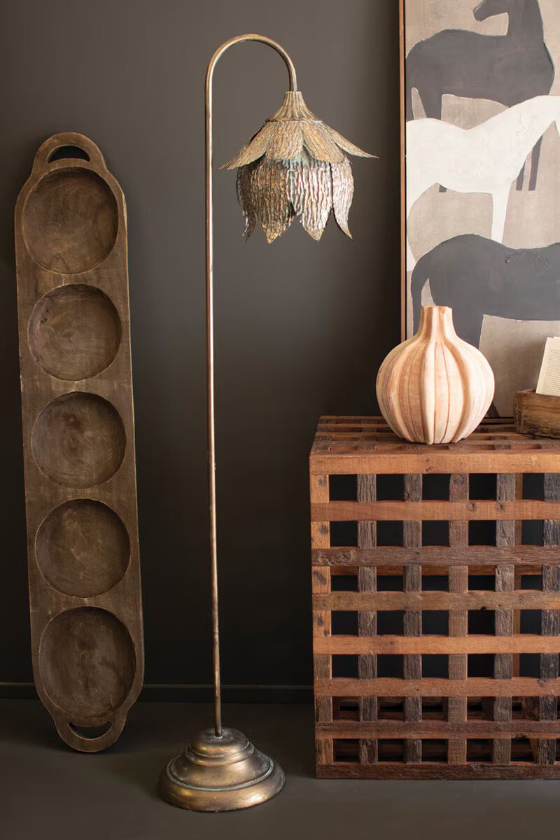 Antique Brass Tulip Light, 3 Options