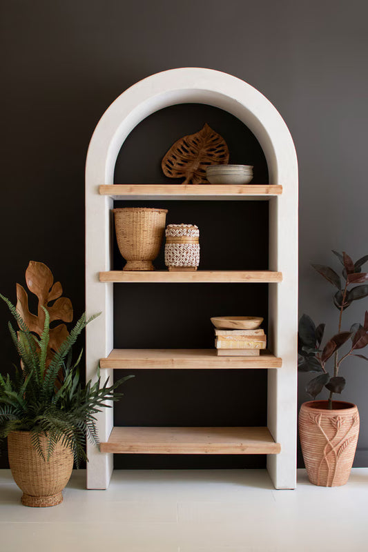 Arched Wood Shelving Unit | Natural Wood Display Shelf