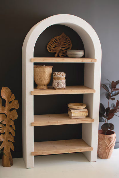 Arched Wood Shelving Unit | Natural Wood Display Shelf