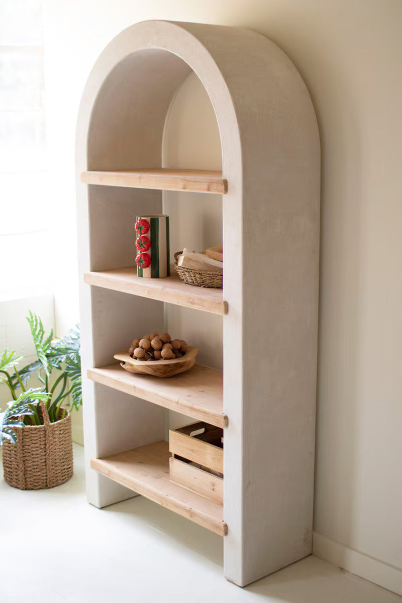 Arched Wood Shelving Unit | Natural Wood Display Shelf
