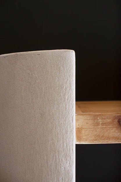 Textured White & Wood Display Shelf