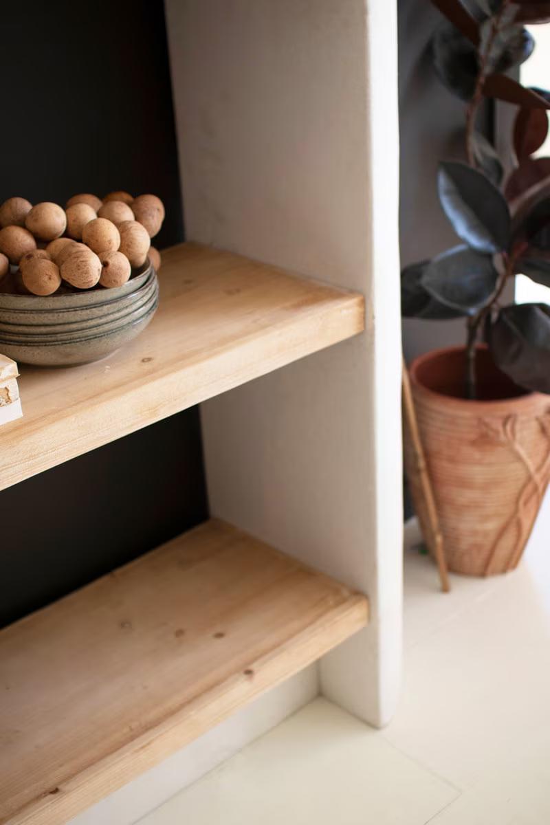 Textured White & Wood Display Shelf