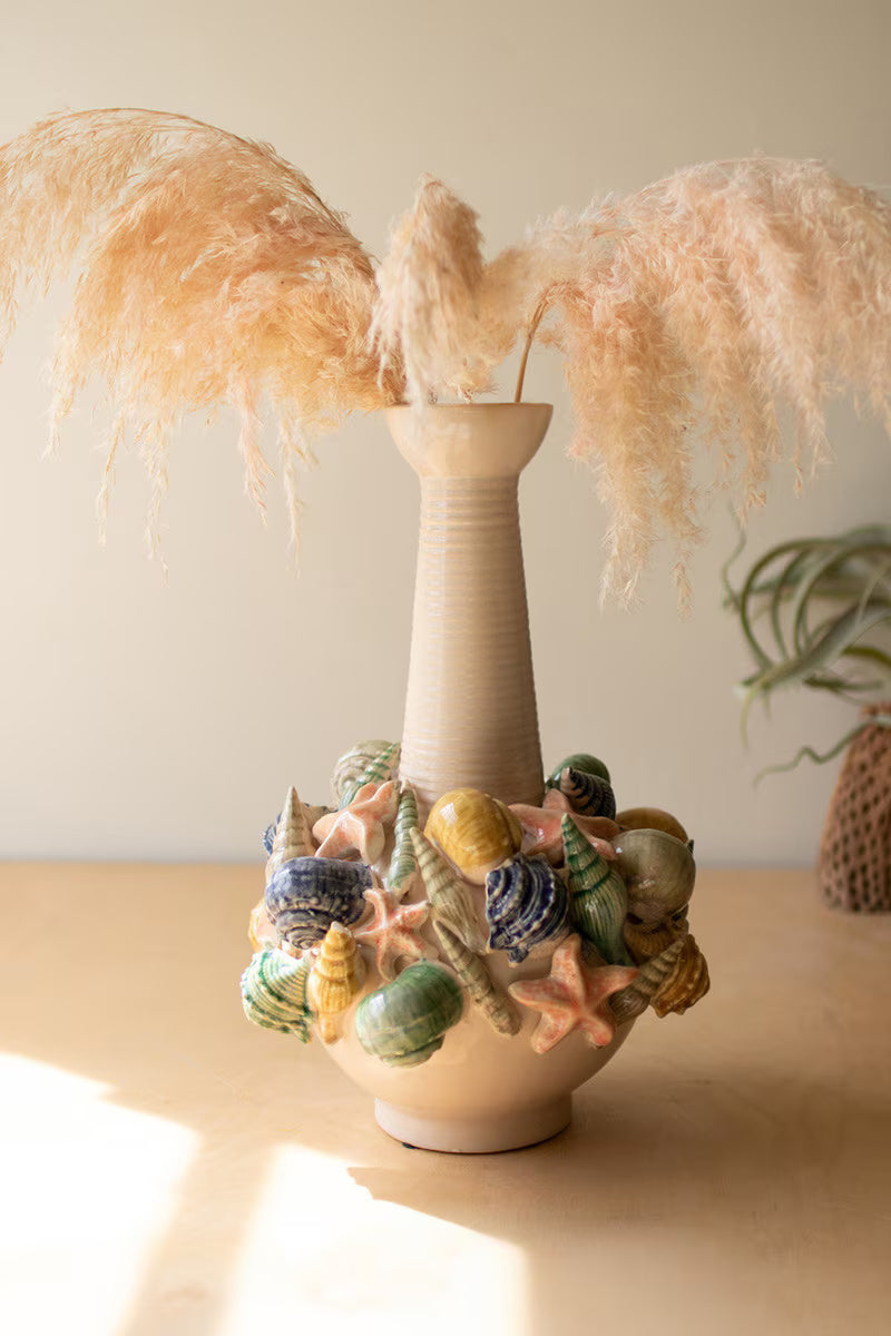 Ceramic Seashell Vase & Bowl