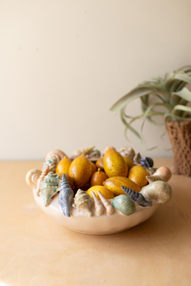 Ceramic Seashell Vase & Bowl