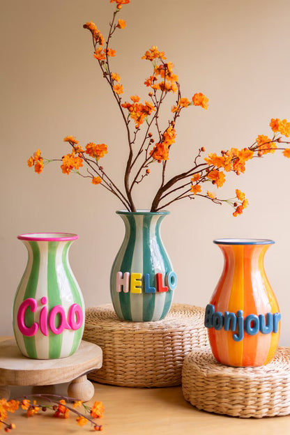 Ceramic "Hello" Vases, Set of 3