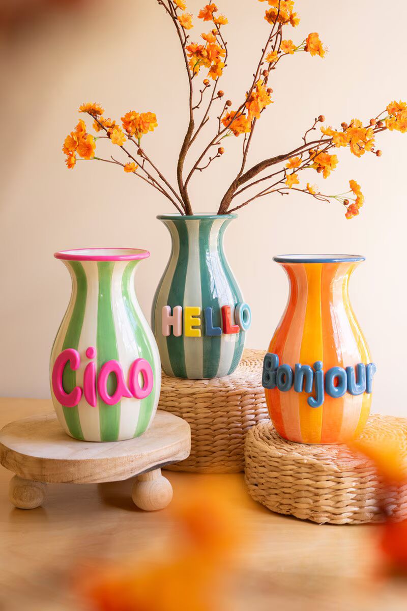 Ceramic "Hello" Vases, Set of 3