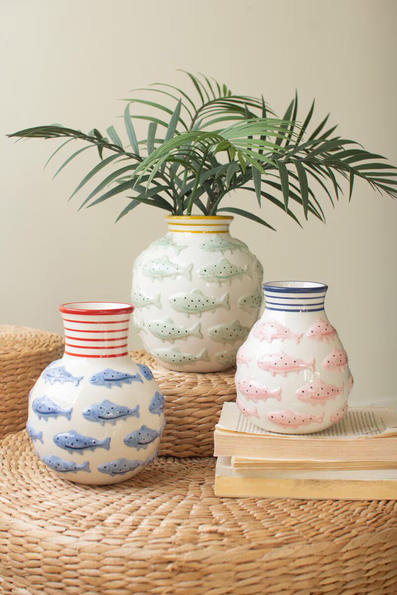 Ceramic Fish Vases, Set of 3