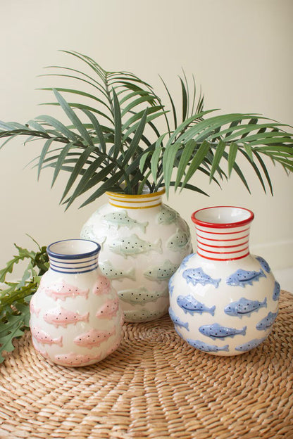 Ceramic Fish Vases, Set of 3