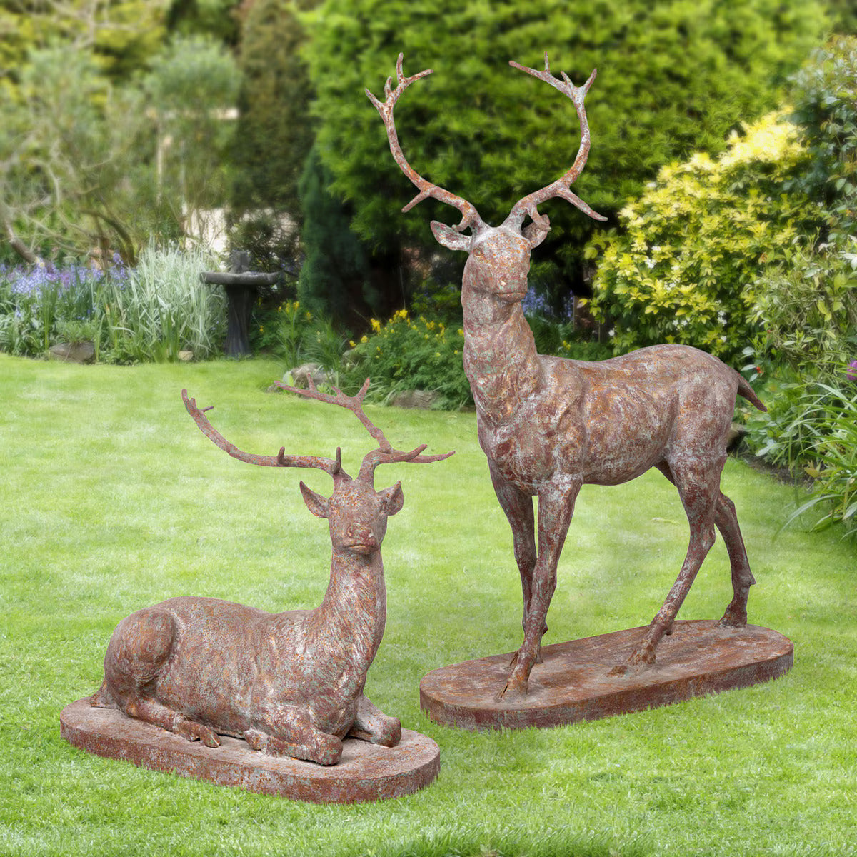 Cast Iron Estate Statue, Set of 2