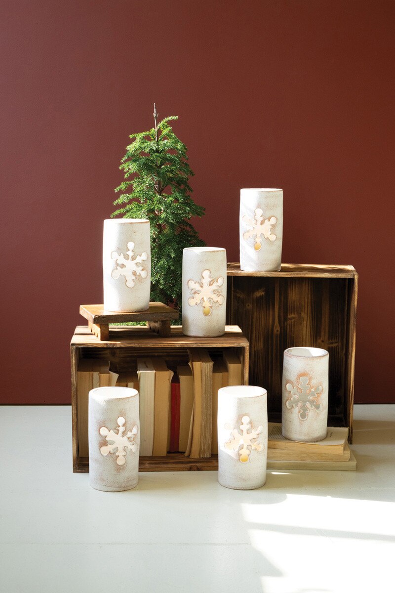 Clay Snowflake Lantern -Case of 6