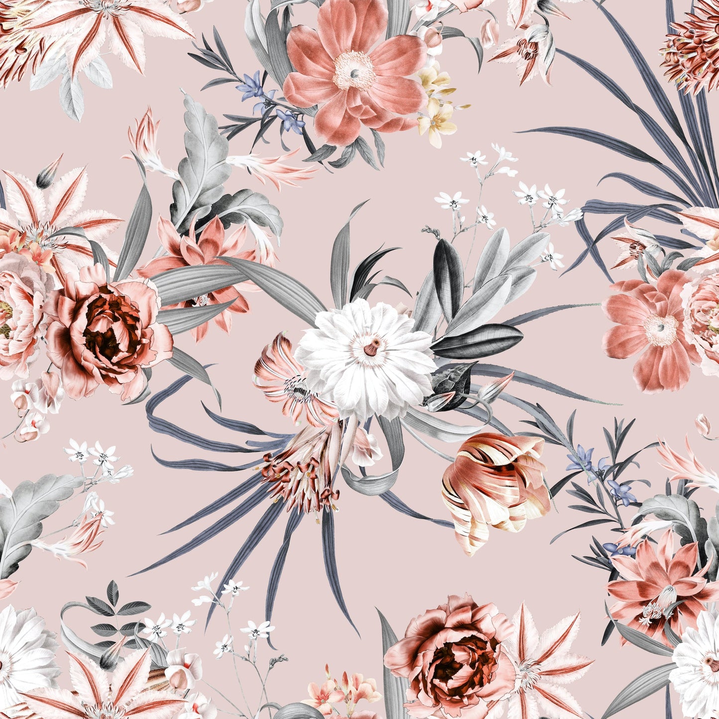 pink tropical floral wallpaper removable peel and stick