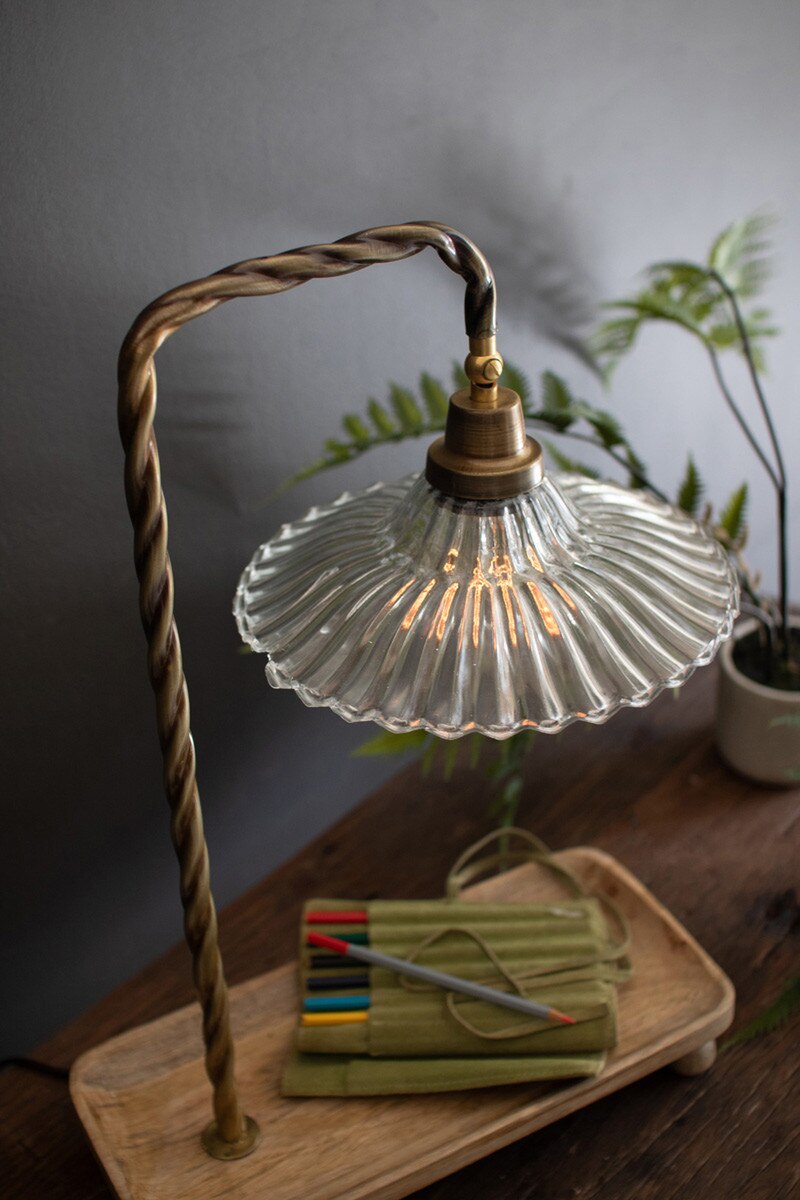 Glass Gooseneck Table Lamp