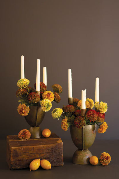 Taper Candelabras with Planters, Set of 2