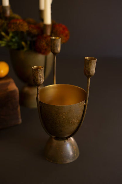 Taper Candelabras with Planters, Set of 2