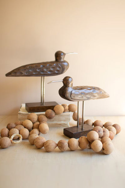 Wooden Shorebirds on Stands, Set of 2