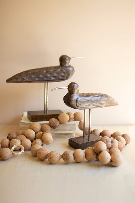 Wooden Shorebirds on Stands, Set of 2