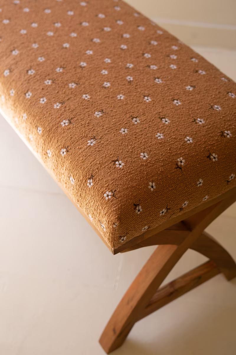 Upholstered Bench With Flower Detail
