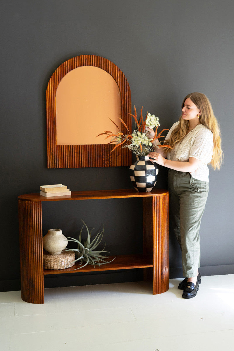 Mango Wood Arched Mirror