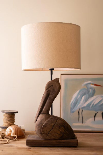 Mango Wood Pelican Table Lamp