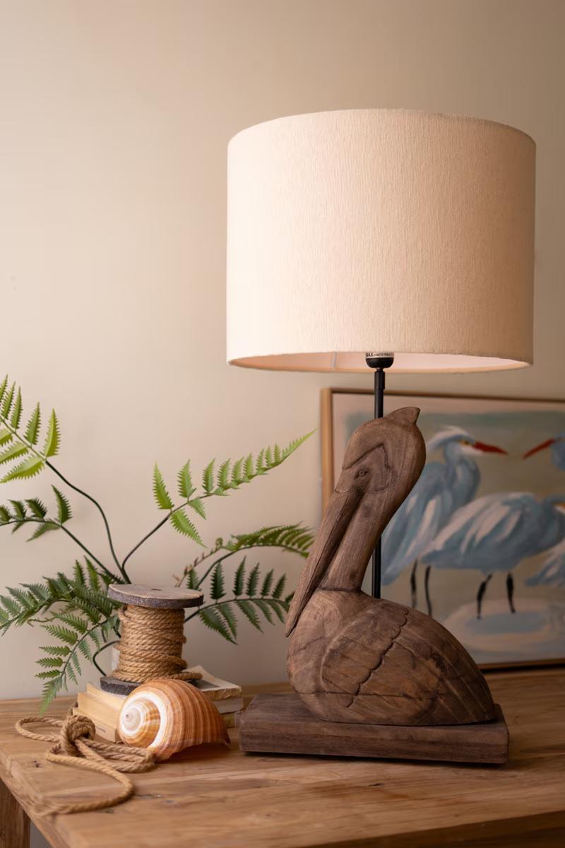 Mango Wood Pelican Table Lamp