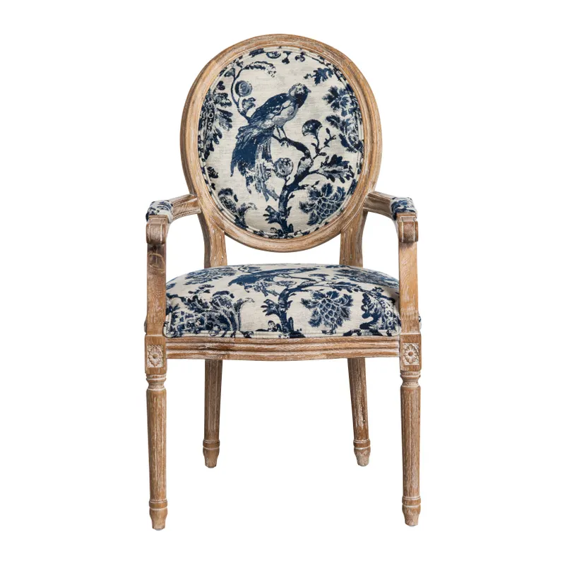 Blue Fowl & Fruit Jacquard Chair