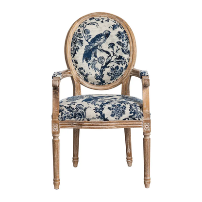 Blue Fowl & Fruit Jacquard Chair