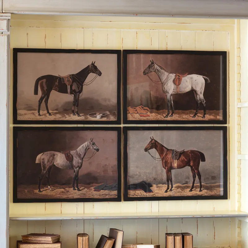 English Equestrian Manor Prints, Set of 4