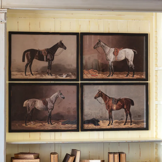 English Equestrian Manor Prints, Set of 4
