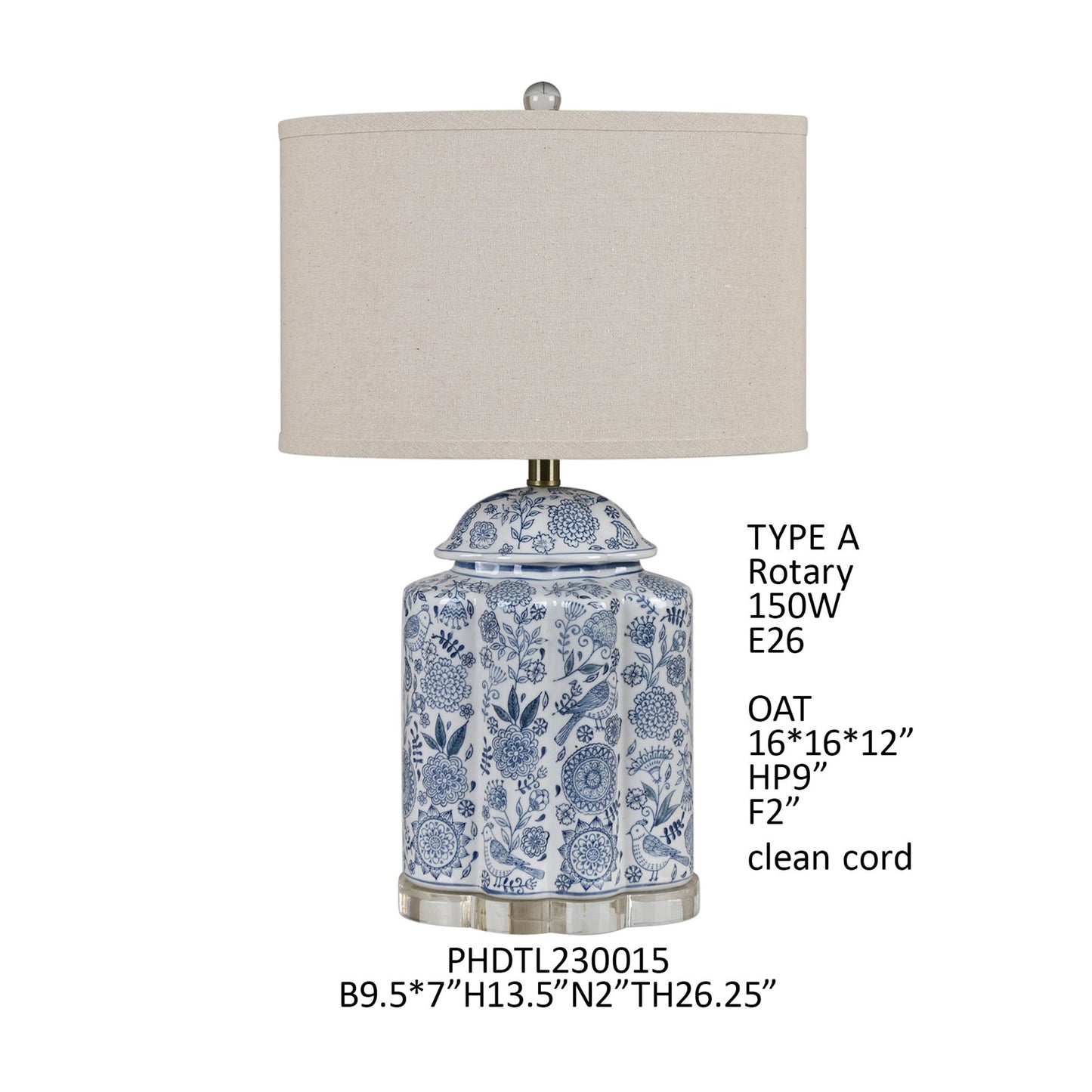 Petal & Plume Porcelain Lamp