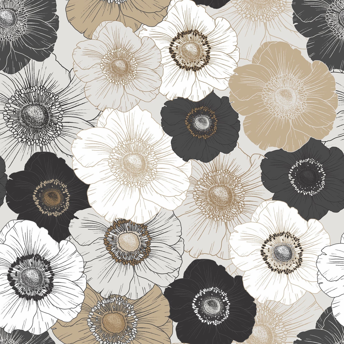 modern simple anemone flower wallpaper removable peel and stick