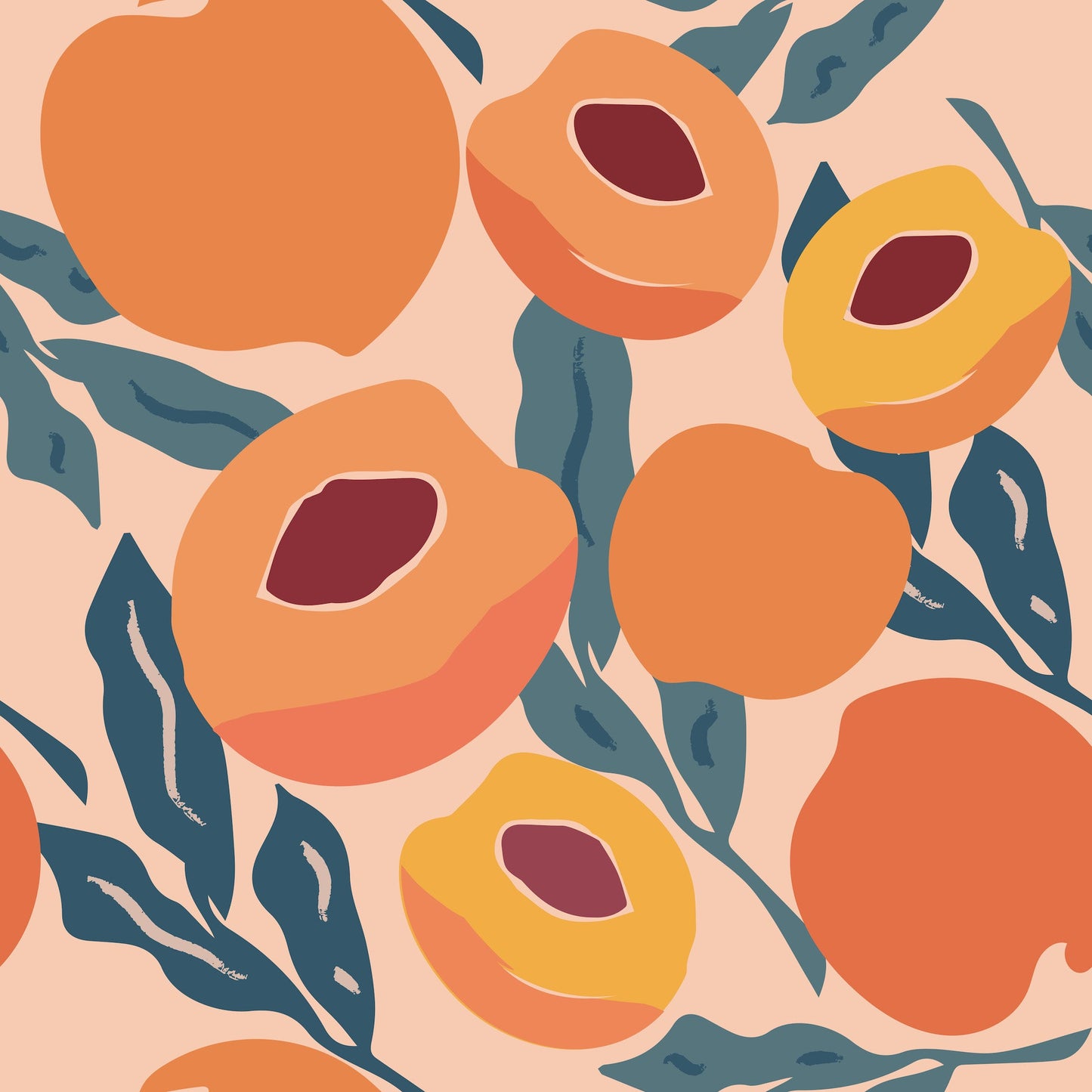 abstract peaches orange fruit wallpaper removable peel and stick