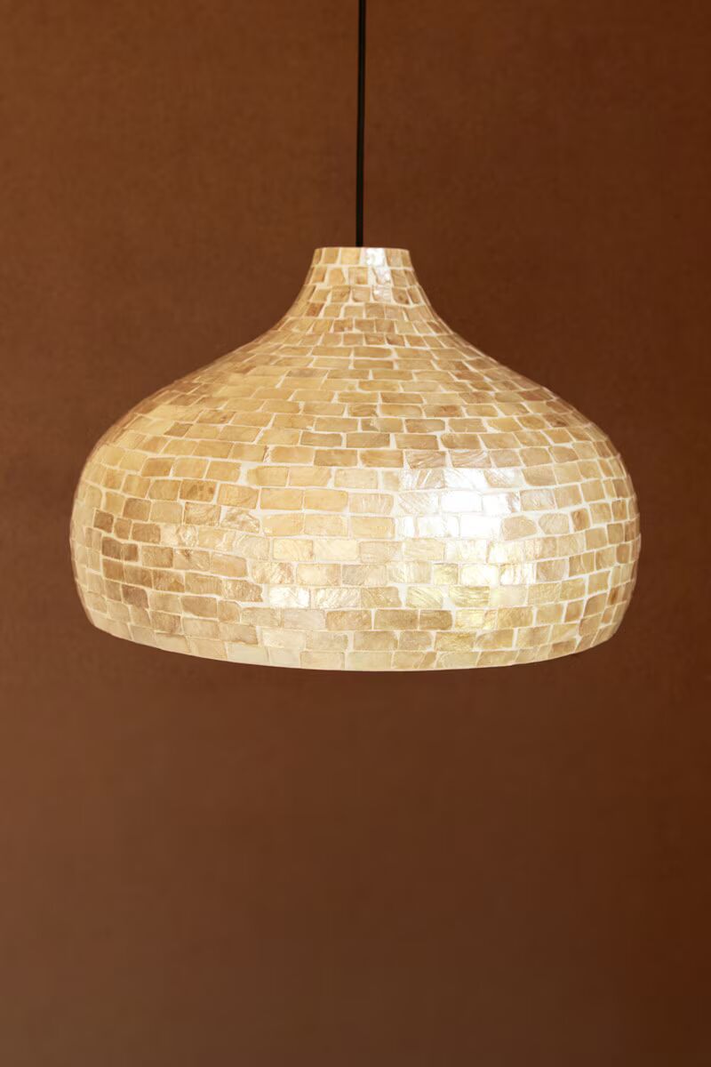 Bamboo Dome Pendant Light with Capiz Shell Detail