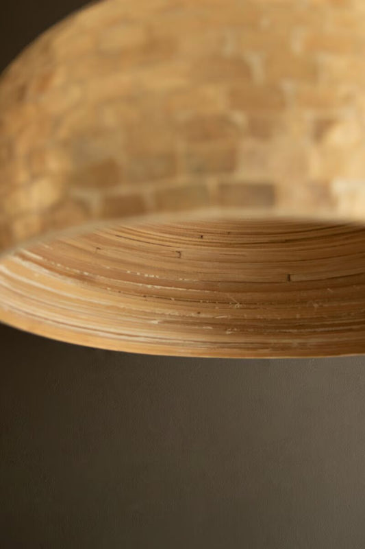 Bamboo Dome Pendant Light with Capiz Shell Detail