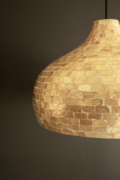 Bamboo Dome Pendant Light with Capiz Shell Detail