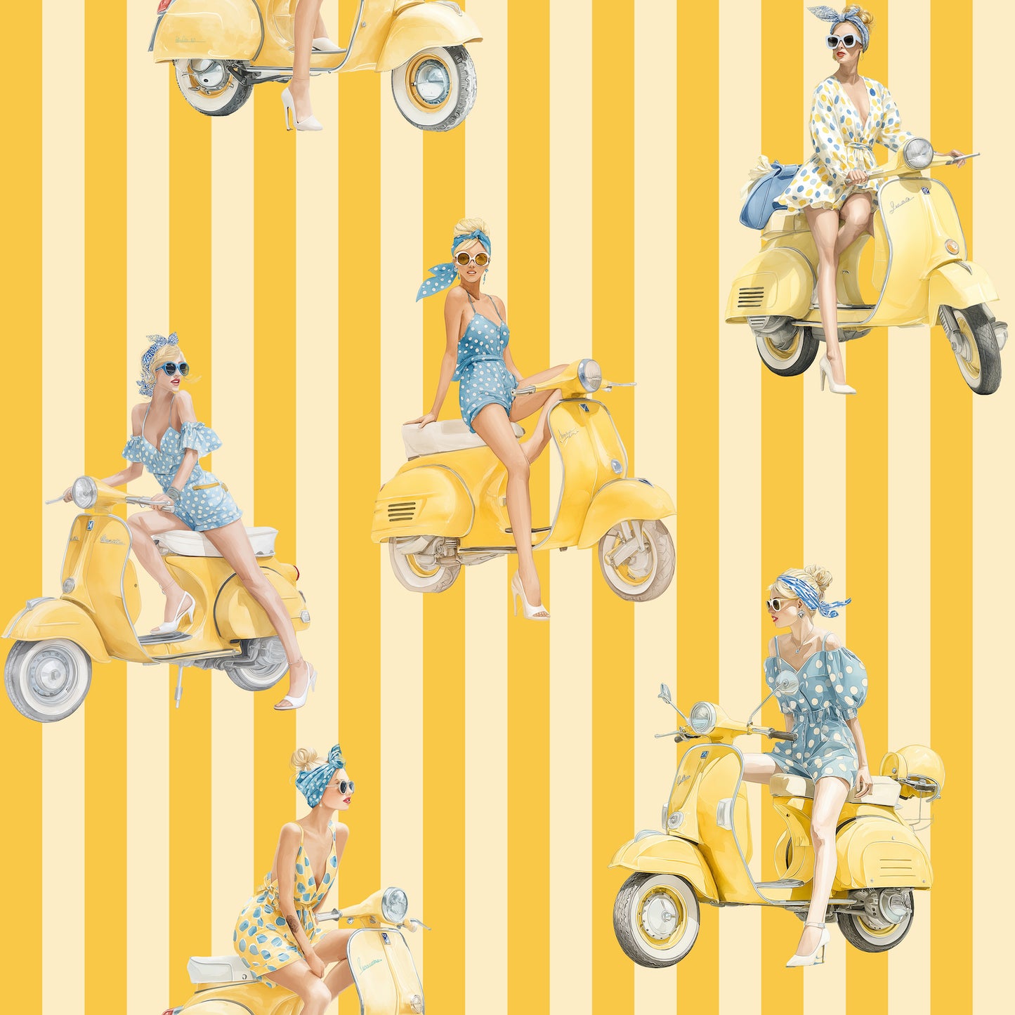 Vespa Gangster | Luxe Traditional Wallpaper