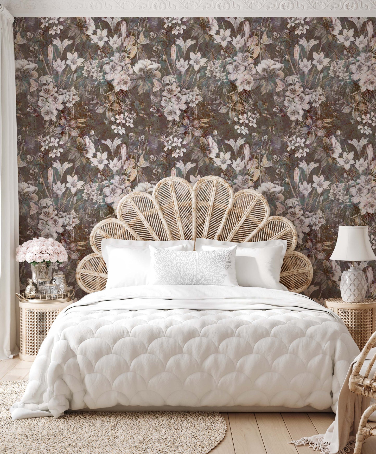 True Vintage Floral | Peel and Stick | Fabric Wallpaper