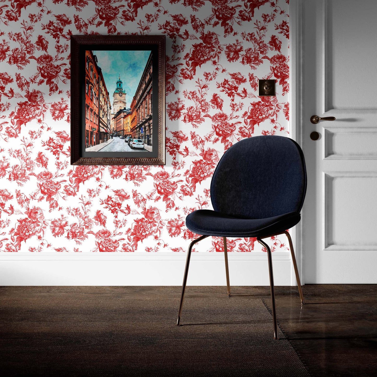 Scarlet Toile | Grasscloth | Wallpaper