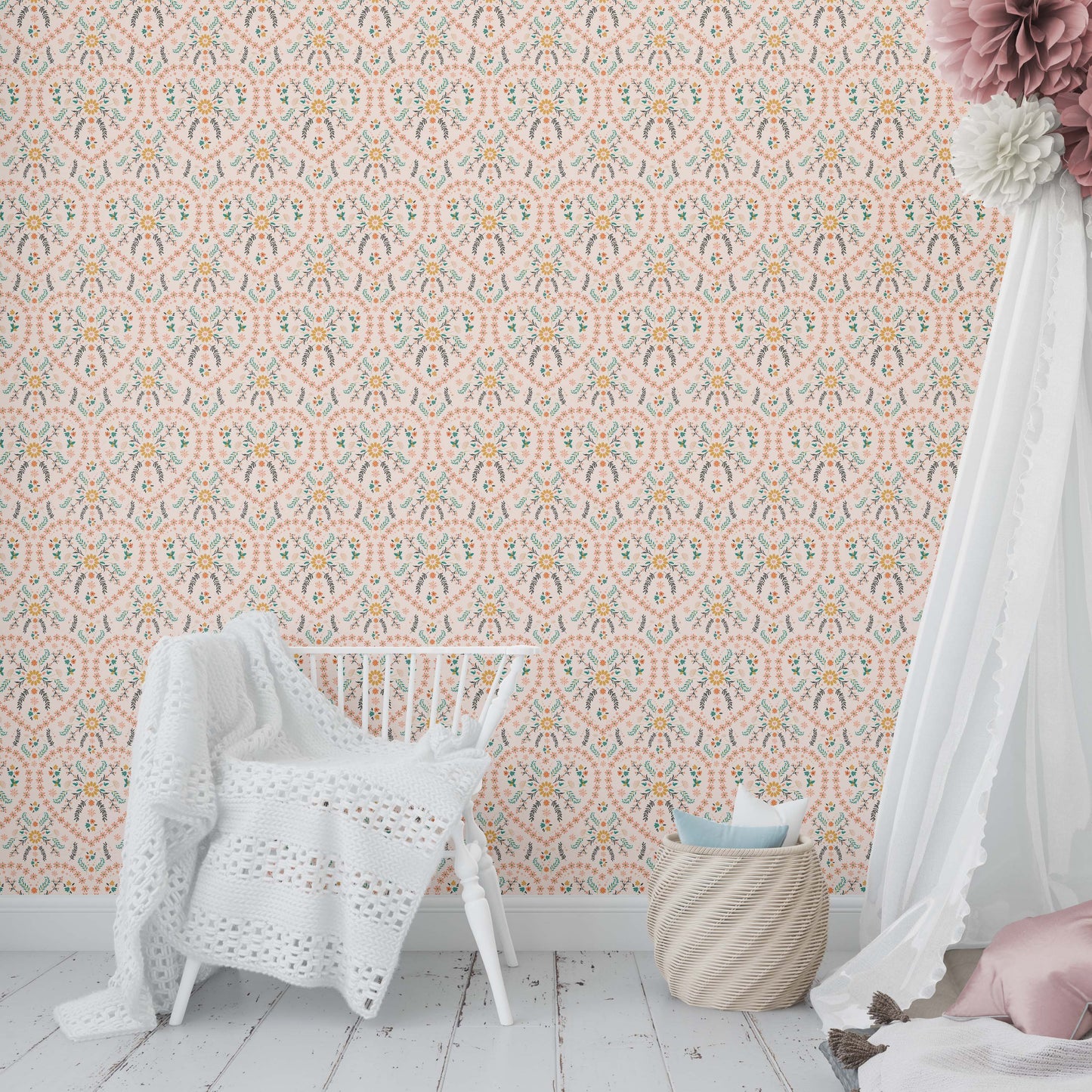 Vintage Hearts | Peel and Stick Wallpaper