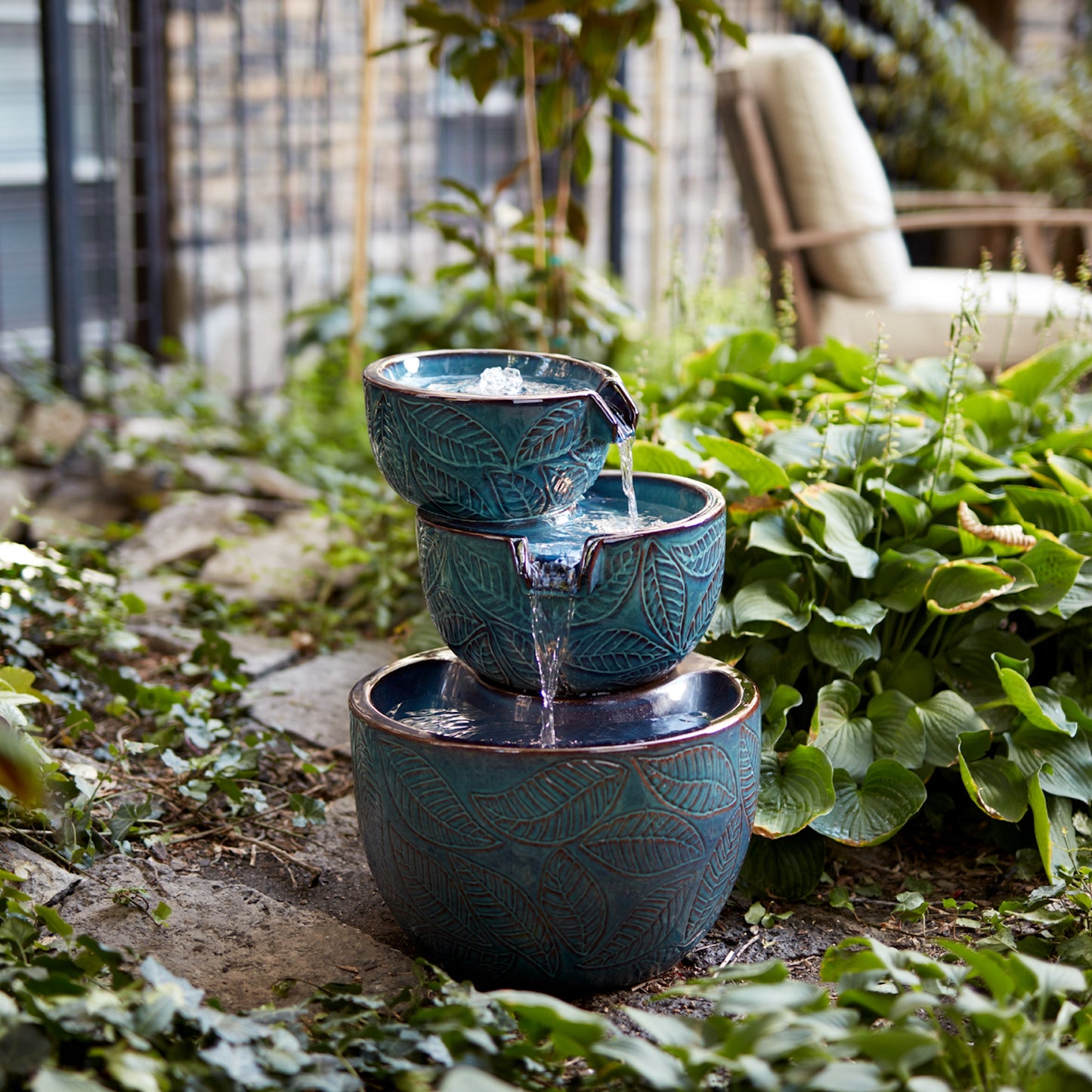 Indigo Blue Ceramic Water Fountain