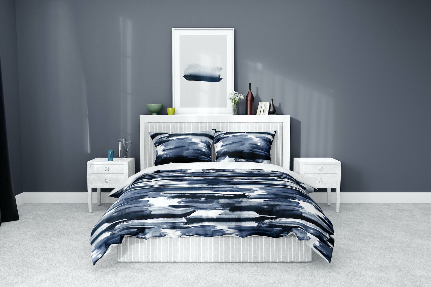 navy blue cotton bedding duvet