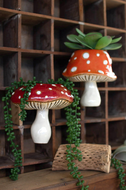 walmart mushroom hanging planter Mushroom Wall Planter, Red Ceramic Toadstool, A Fun Wall Decoration – MA'AT LUXE HOME™