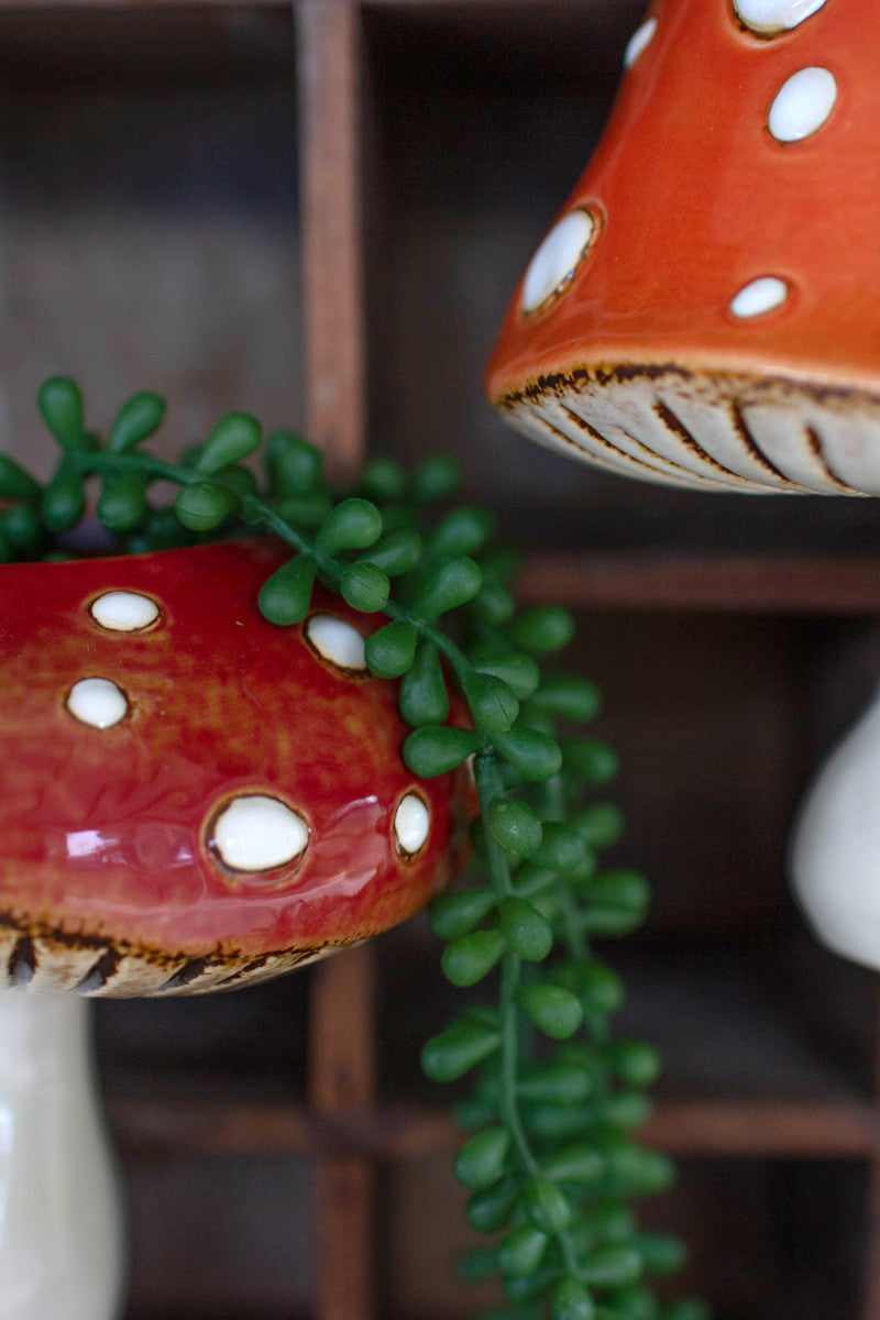 walmart mushroom hanging planter Mushroom Wall Planter, Red Ceramic Toadstool, A Fun Wall Decoration – MA'AT LUXE HOME™