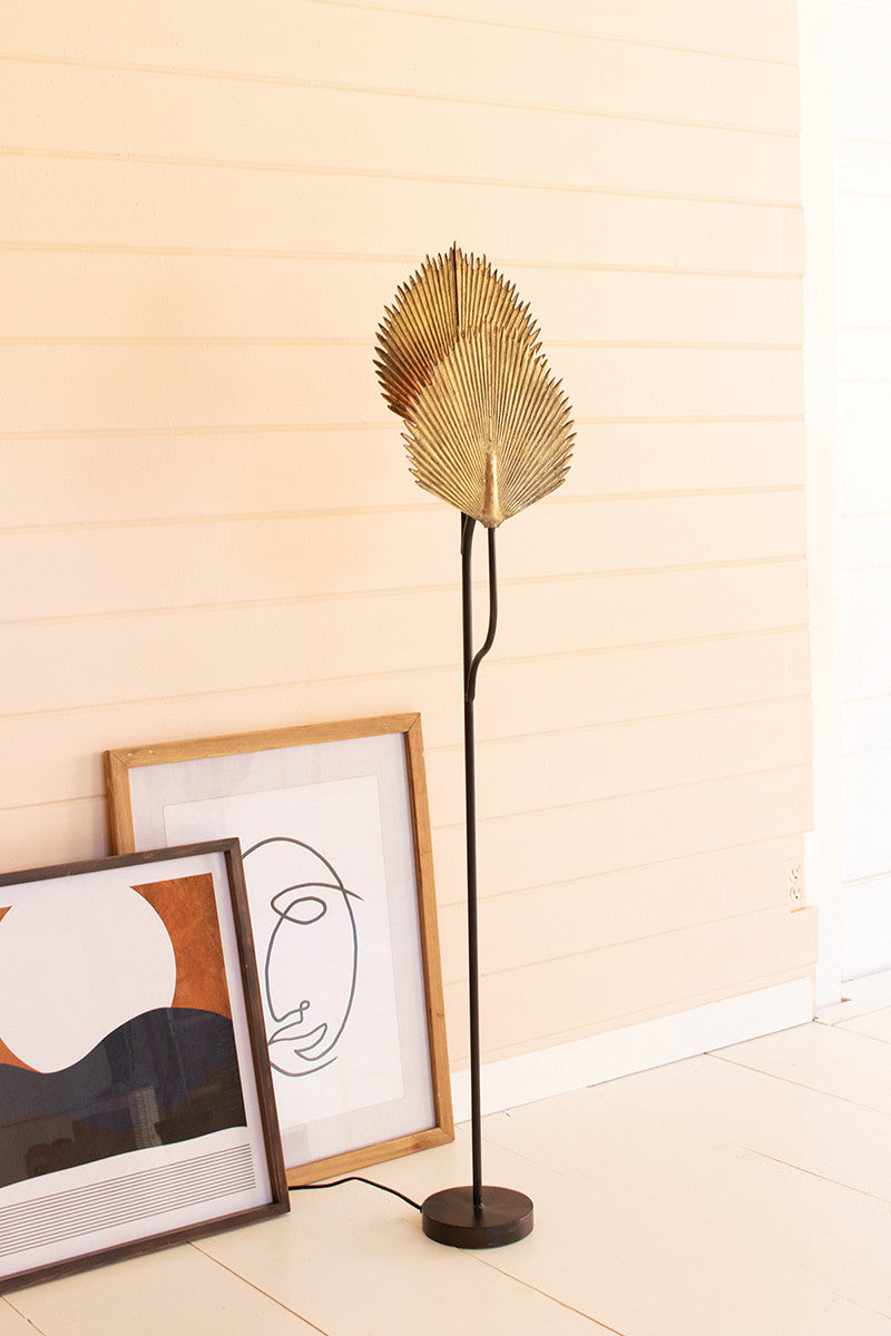 Floor Lamp With Brass Gold Leaves