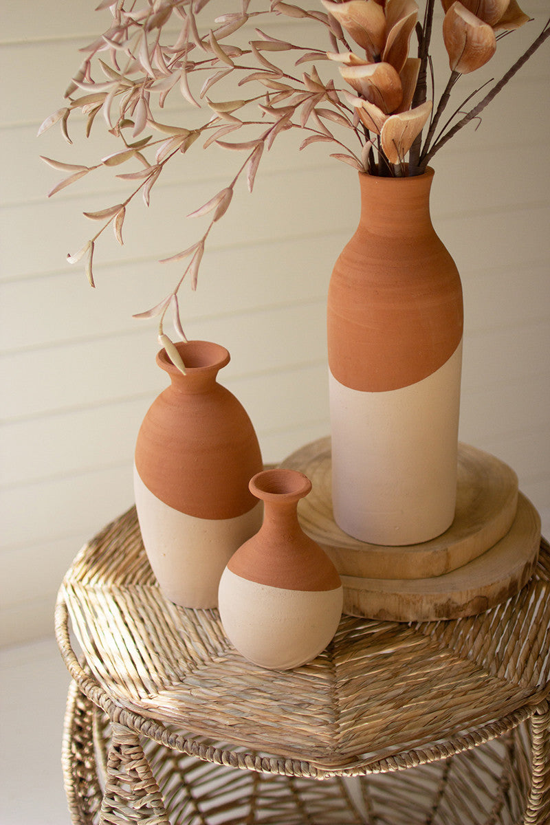 Ivory Dipped Clay Bud Vases Set