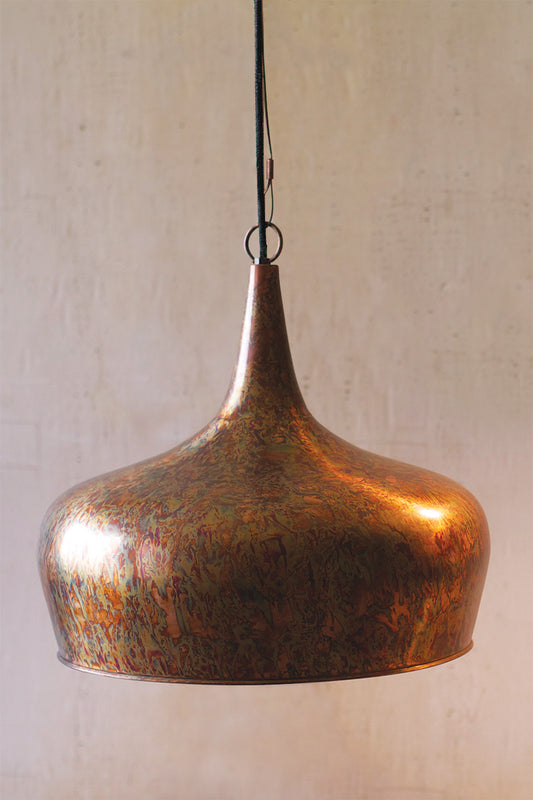 Tear Drop Pendant Lamp With Antique Rust Finish
