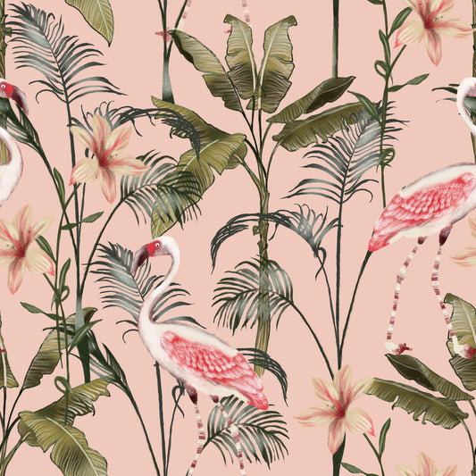 pink flamingo tropical wallpaper peel and stick removable