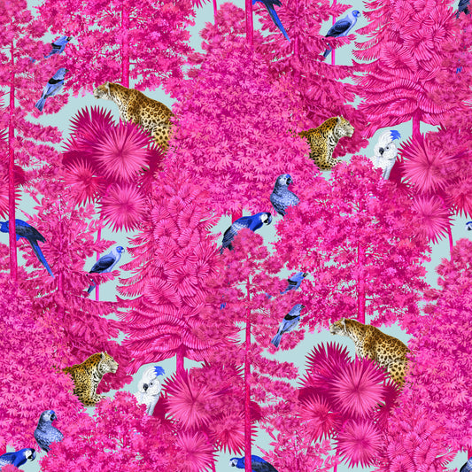 hot pink forest peel and stick removable fabric wallpaper